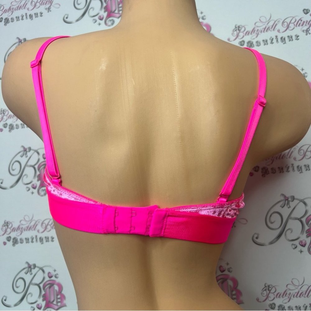 Victoriaβs Secret love pink Bralette the velve soft shiny shimmer fabric neon - Picture 2 of 9